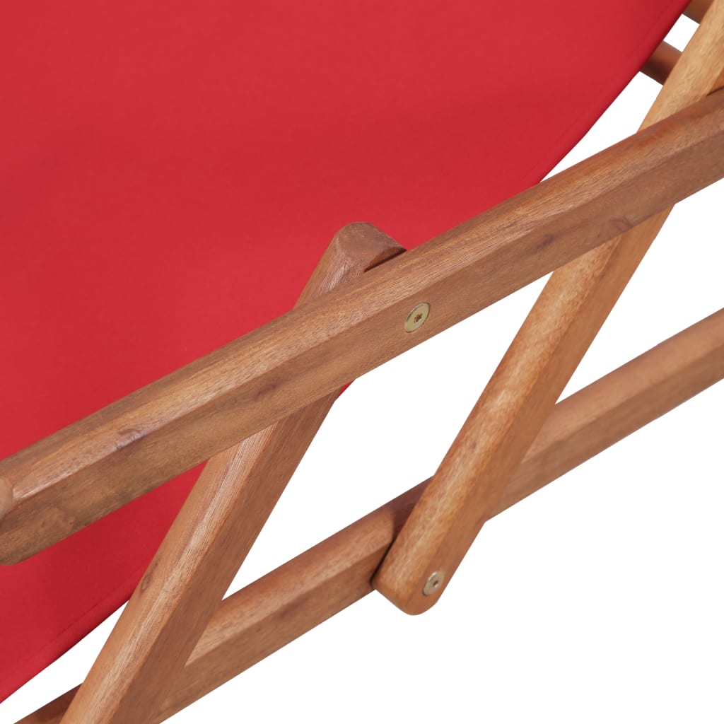 Klappbarer Strandstuhl Stoff und Holzrahmen Rot